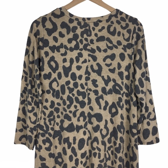 BOUTIQUE Tunic Top Animal Print Hi Lo Hem 3/4 Sleeves Cheetah Leopard Size Large - Picture 5 of 7